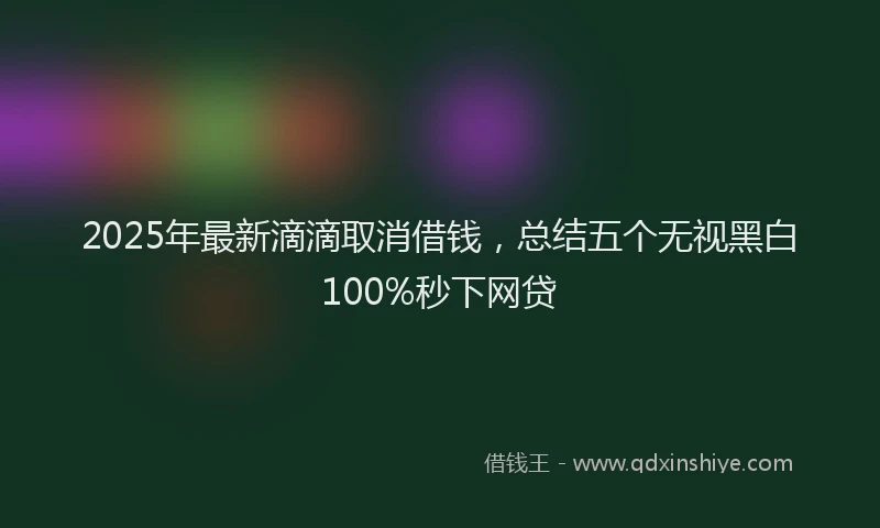 2025年最新滴滴取消借钱，总结五个无视黑白100%秒下网贷