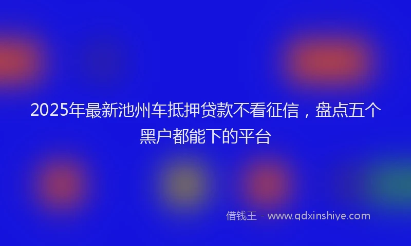 2025年最新池州车抵押贷款不看征信，盘点五个黑户都能下的平台