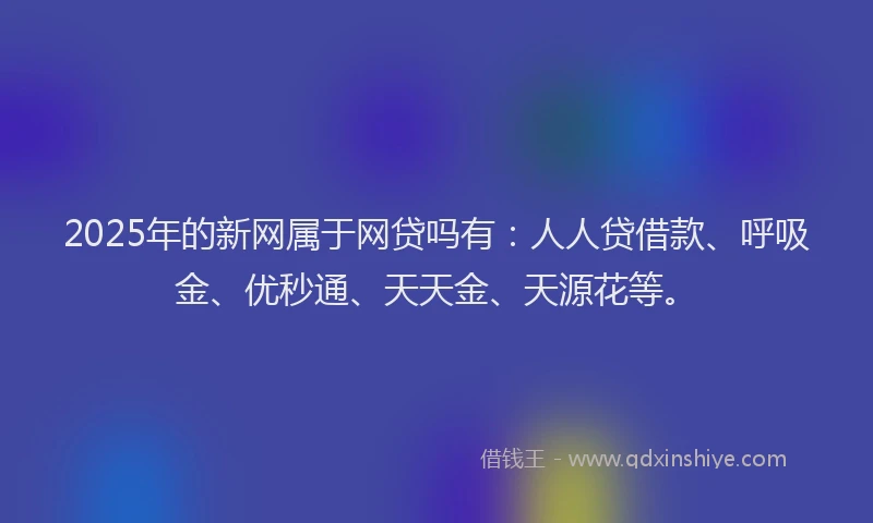 2025年的新网属于网贷吗有：人人贷借款、呼吸金、优秒通、天天金、天源花等。