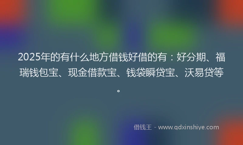 2025年的有什么地方借钱好借的有：好分期、福瑞钱包宝、现金借款宝、钱袋瞬贷宝、沃易贷等。