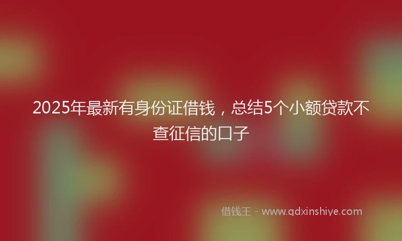 2025年最新有身份证借钱，总结5个小额贷款不查征信的口子