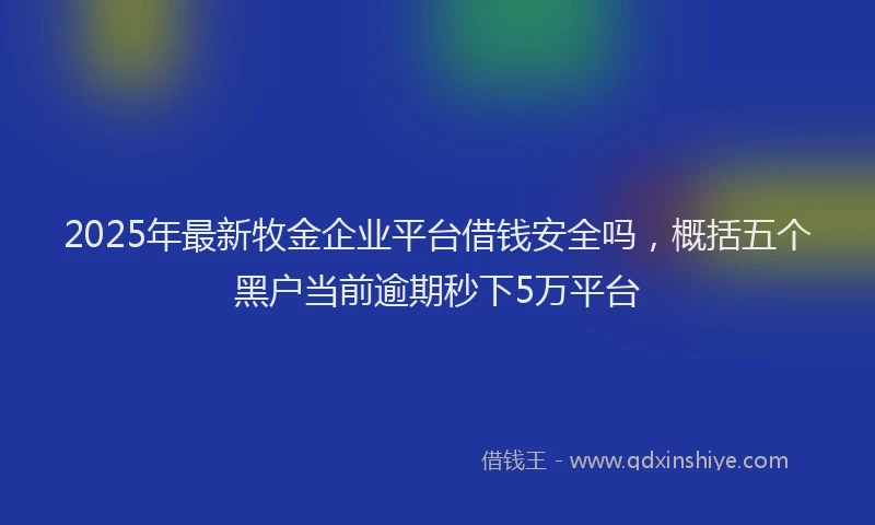 2025年最新牧金企业平台借钱安全吗，概括五个黑户当前逾期秒下5万平台
