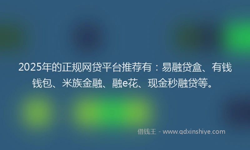2025年的正规网贷平台推荐有：易融贷盒、有钱钱包、米族金融、融e花、现金秒融贷等。