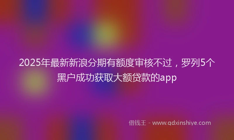 2025年最新新浪分期有额度审核不过，罗列5个黑户成功获取大额贷款的app