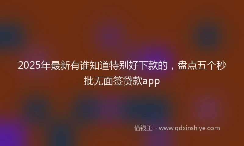 2025年最新有谁知道特别好下款的，盘点五个秒批无面签贷款app