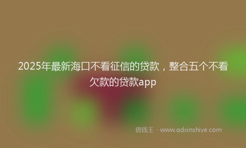 2025年最新海口不看征信的贷款，整合五个不看欠款的贷款app