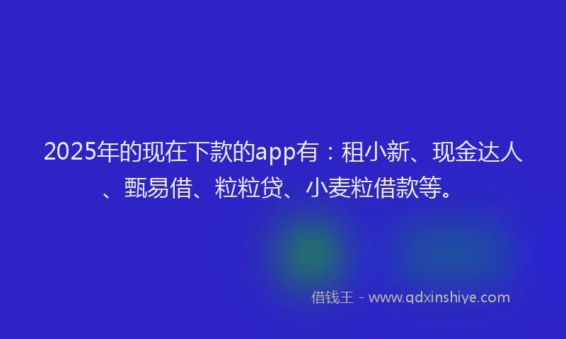 2025年的现在下款的app有：租小新、现金达人、甄易借、粒粒贷、小麦粒借款等。