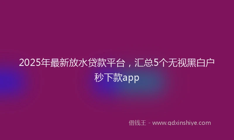 2025年最新放水贷款平台，汇总5个无视黑白户秒下款app