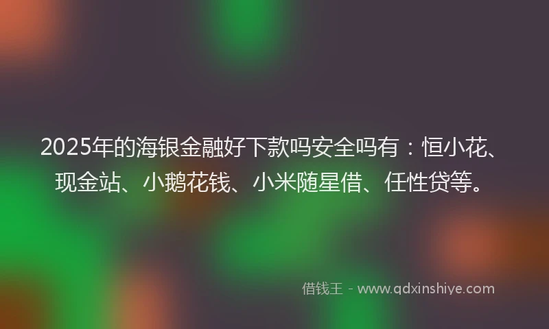 2025年的海银金融好下款吗安全吗有：恒小花、现金站、小鹅花钱、小米随星借、任性贷等。