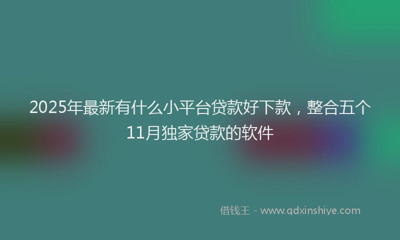 2025年最新有什么小平台贷款好下款，整合五个11月独家贷款的软件
