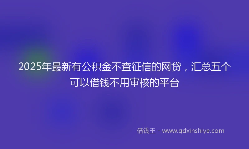 2025年最新有公积金不查征信的网贷，汇总五个可以借钱不用审核的平台