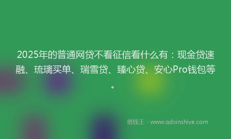 2025年的普通网贷不看征信看什么有：现金贷速融、琉璃买单、瑞雪贷、臻心贷、安心Pro钱包等。