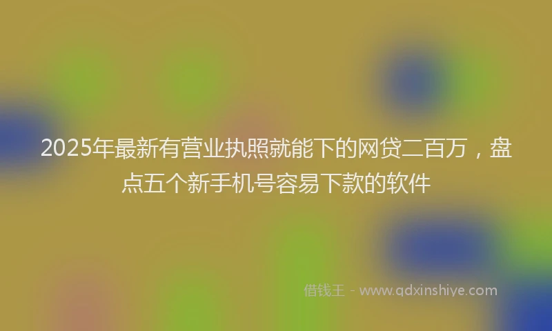 2025年最新有营业执照就能下的网贷二百万，盘点五个新手机号容易下款的软件