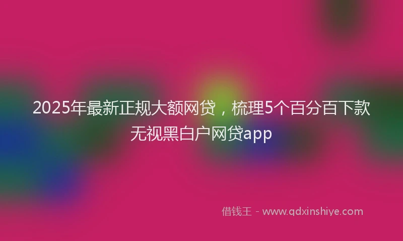 2025年最新正规大额网贷，梳理5个百分百下款无视黑白户网贷app