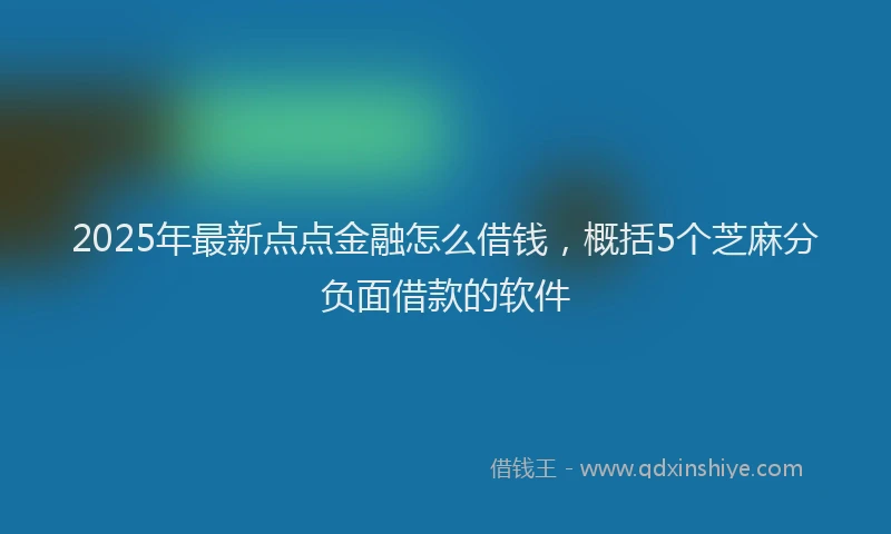 2025年最新点点金融怎么借钱，概括5个芝麻分负面借款的软件
