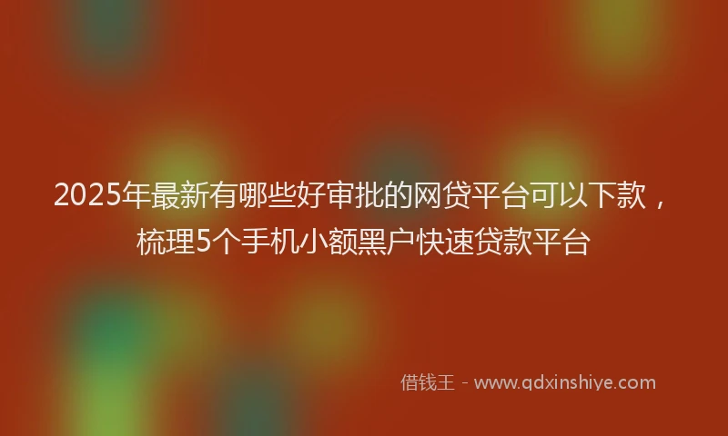 2025年最新有哪些好审批的网贷平台可以下款，梳理5个手机小额黑户快速贷款平台