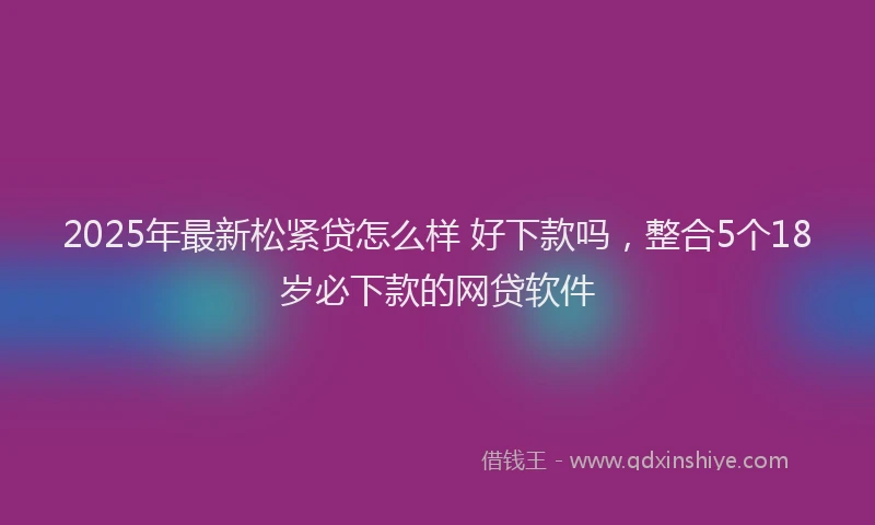 2025年最新松紧贷怎么样 好下款吗，整合5个18岁必下款的网贷软件