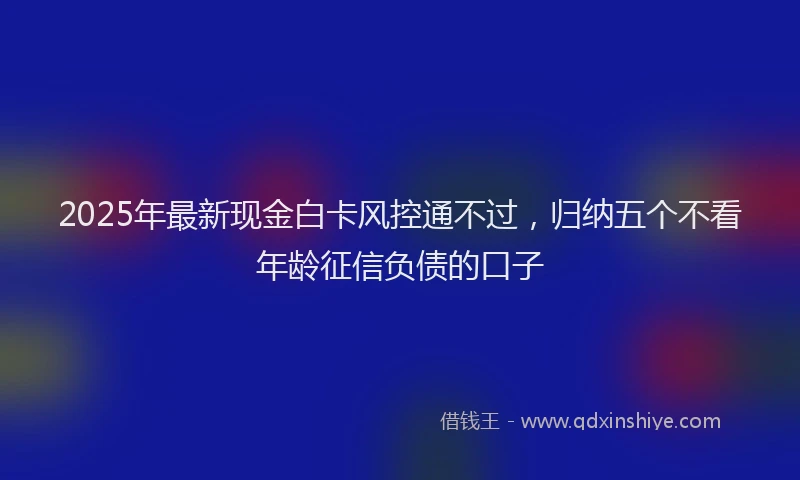 2025年最新现金白卡风控通不过，归纳五个不看年龄征信负债的口子