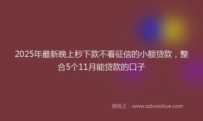 2025年最新晚上秒下款不看征信的小额贷款，整合5个11月能贷款的口子