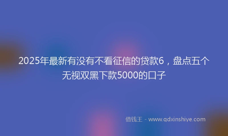 2025年最新有没有不看征信的贷款6，盘点五个无视双黑下款5000的口子
