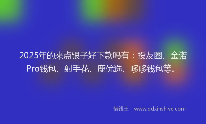 2025年的来点银子好下款吗有：投友圈、金诺Pro钱包、射手花、鹿优选、哆哆钱包等。