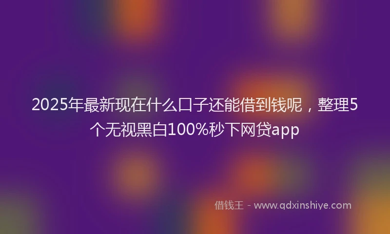 2025年最新现在什么口子还能借到钱呢，整理5个无视黑白100%秒下网贷app