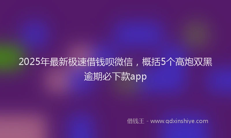 2025年最新极速借钱呗微信，概括5个高炮双黑逾期必下款app