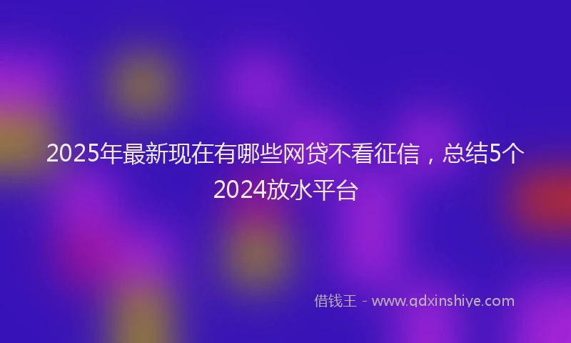 2025年最新现在有哪些网贷不看征信，总结5个2024放水平台