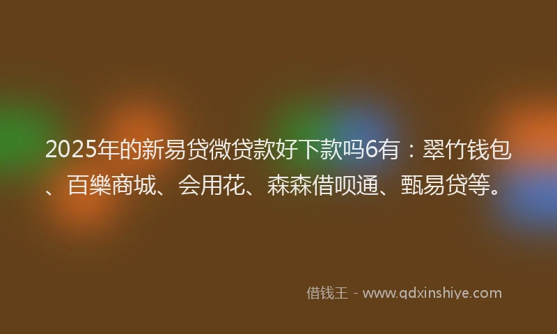 2025年的新易贷微贷款好下款吗6有：翠竹钱包、百樂商城、会用花、森森借呗通、甄易贷等。