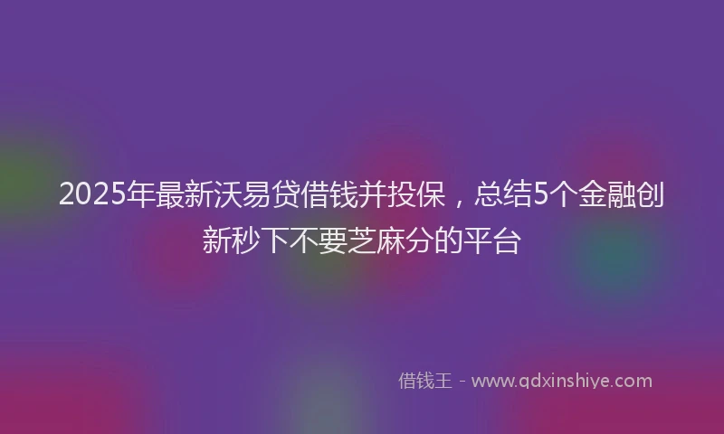 2025年最新沃易贷借钱并投保，总结5个金融创新秒下不要芝麻分的平台