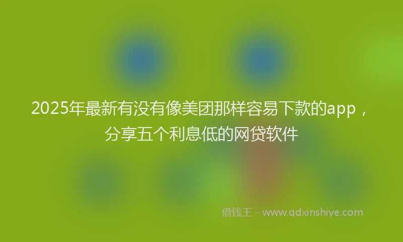 2025年最新有没有像美团那样容易下款的app，分享五个利息低的网贷软件
