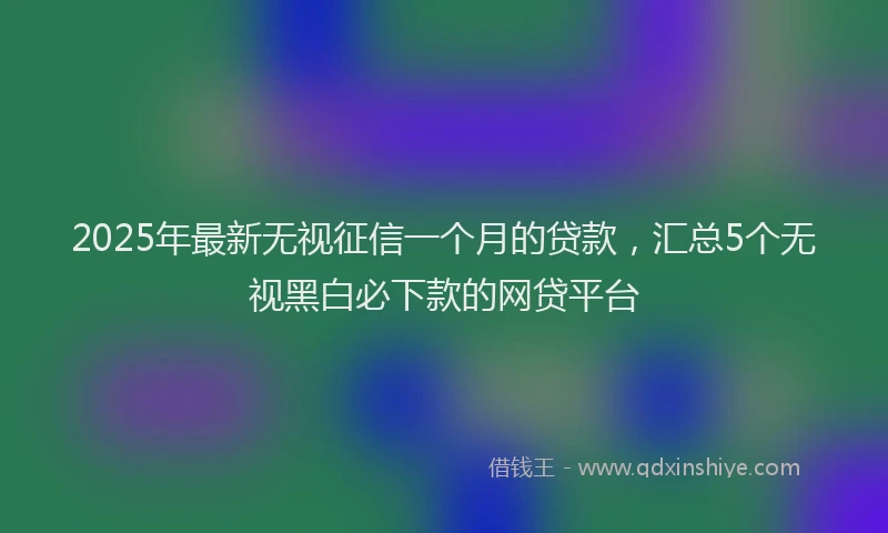 2025年最新无视征信一个月的贷款，汇总5个无视黑白必下款的网贷平台