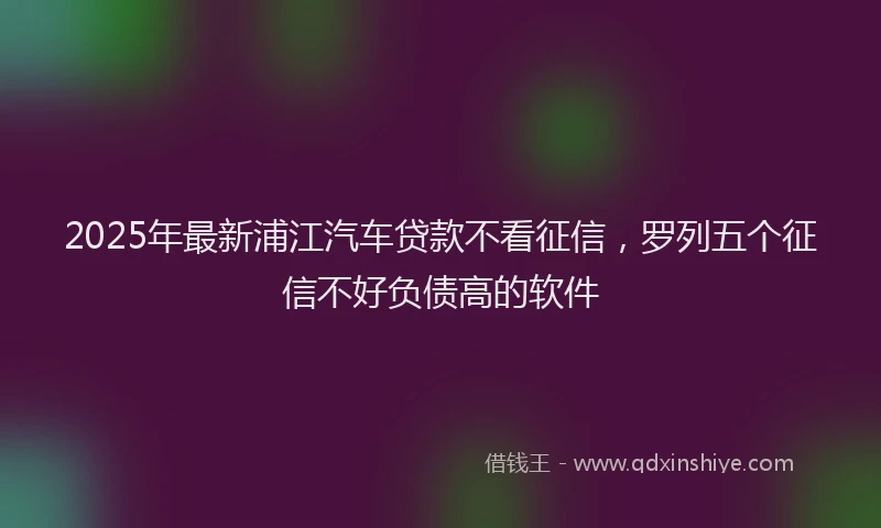 2025年最新浦江汽车贷款不看征信，罗列五个征信不好负债高的软件