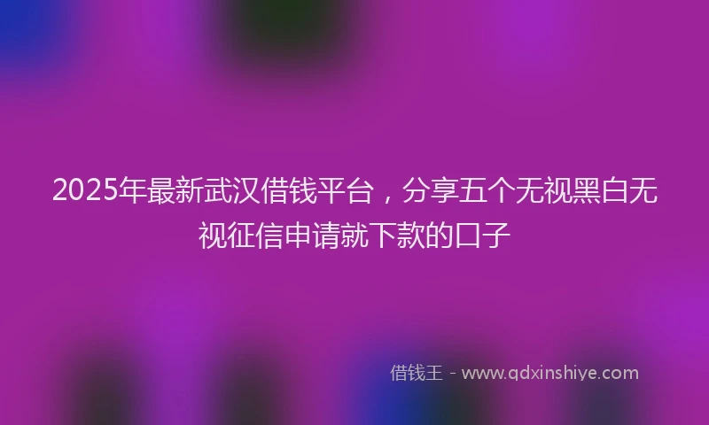 2025年最新武汉借钱平台，分享五个无视黑白无视征信申请就下款的口子