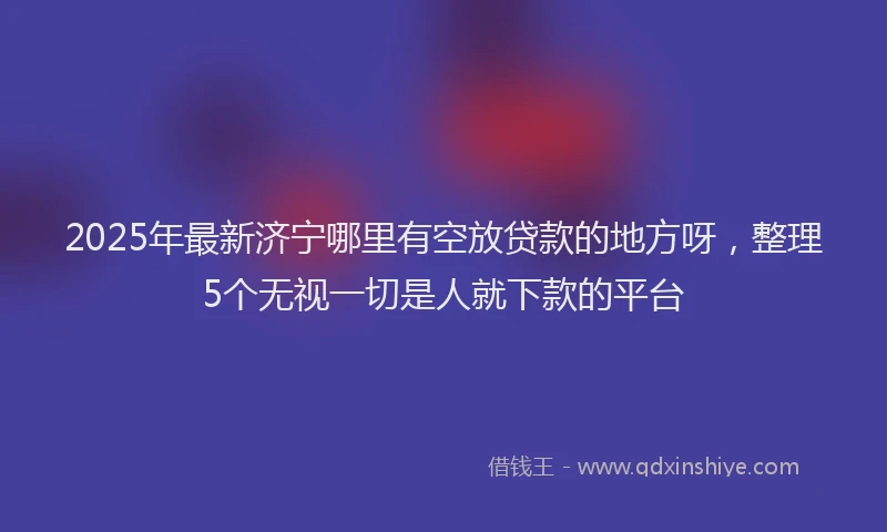 2025年最新济宁哪里有空放贷款的地方呀，整理5个无视一切是人就下款的平台