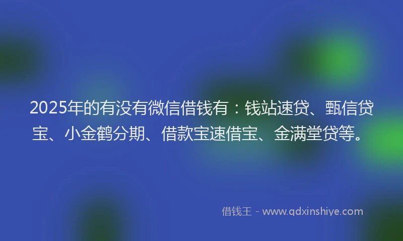 2025年的有没有微信借钱有：钱站速贷、甄信贷宝、小金鹤分期、借款宝速借宝、金满堂贷等。