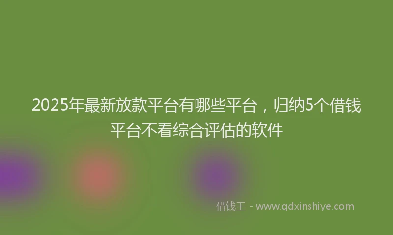 2025年最新放款平台有哪些平台，归纳5个借钱平台不看综合评估的软件