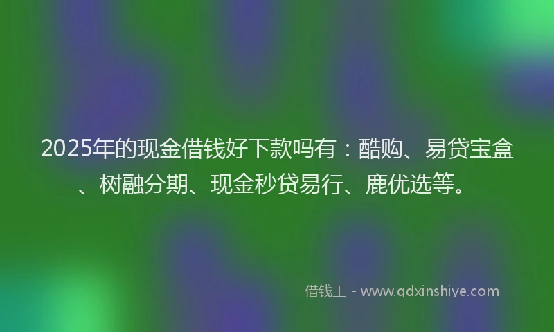 2025年的现金借钱好下款吗有：酷购、易贷宝盒、树融分期、现金秒贷易行、鹿优选等。