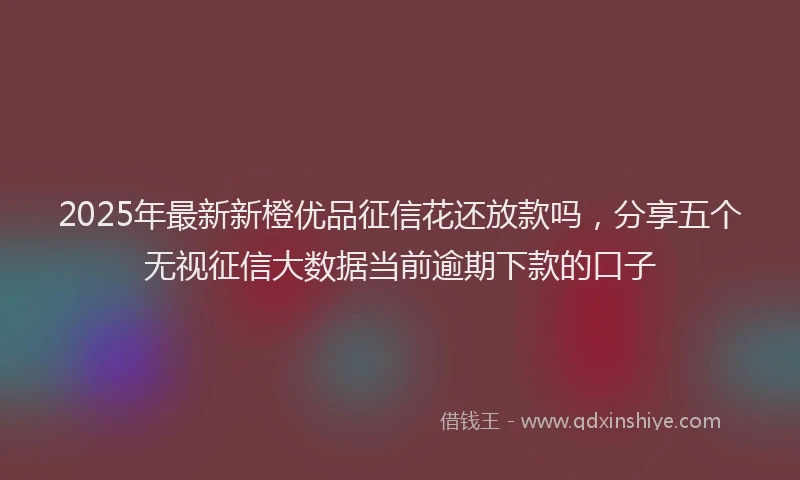2025年最新新橙优品征信花还放款吗，分享五个无视征信大数据当前逾期下款的口子