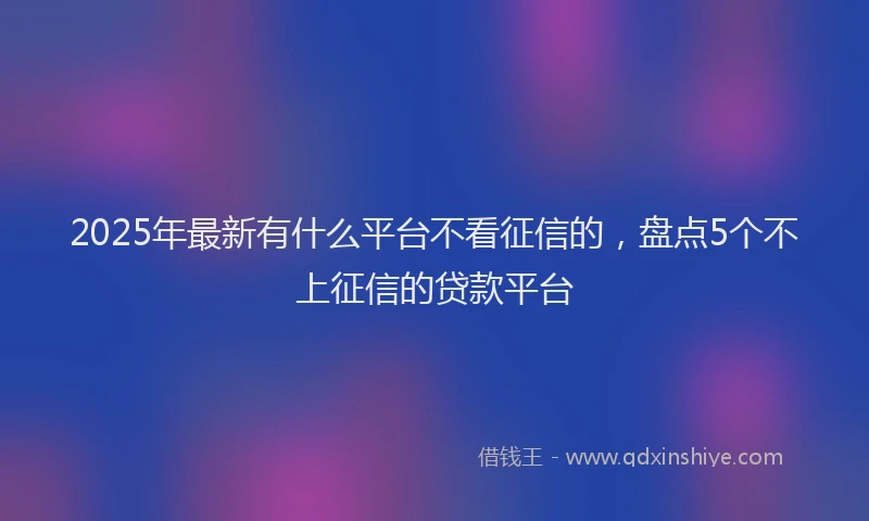 2025年最新有什么平台不看征信的，盘点5个不上征信的贷款平台