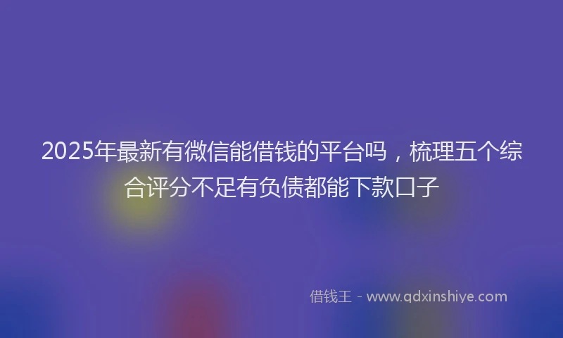 2025年最新有微信能借钱的平台吗，梳理五个综合评分不足有负债都能下款口子