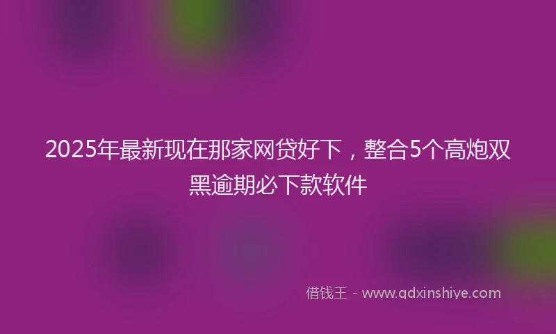 2025年最新现在那家网贷好下，整合5个高炮双黑逾期必下款软件
