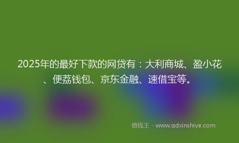 2025年的最好下款的网贷有：大利商城、盈小花、便荔钱包、京东金融、速借宝等。