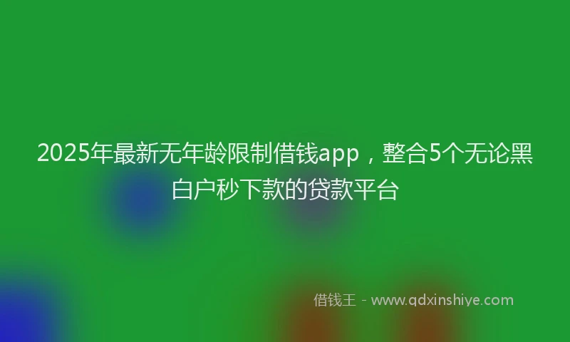 2025年最新无年龄限制借钱app，整合5个无论黑白户秒下款的贷款平台