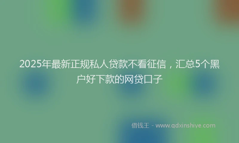 2025年最新正规私人贷款不看征信，汇总5个黑户好下款的网贷口子