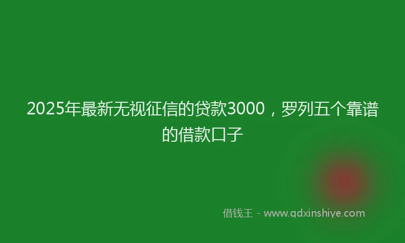 2025年最新无视征信的贷款3000，罗列五个靠谱的借款口子