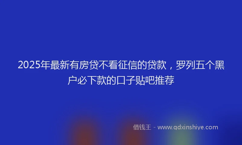 2025年最新有房贷不看征信的贷款，罗列五个黑户必下款的口子贴吧推荐
