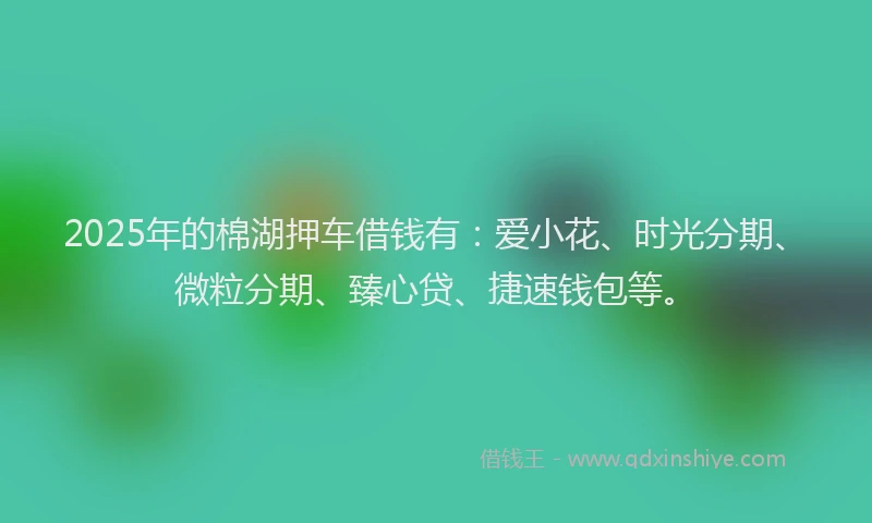 2025年的棉湖押车借钱有：爱小花、时光分期、微粒分期、臻心贷、捷速钱包等。