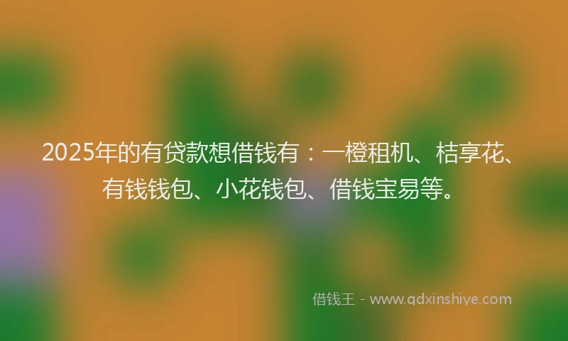2025年的有贷款想借钱有：一橙租机、桔享花、有钱钱包、小花钱包、借钱宝易等。
