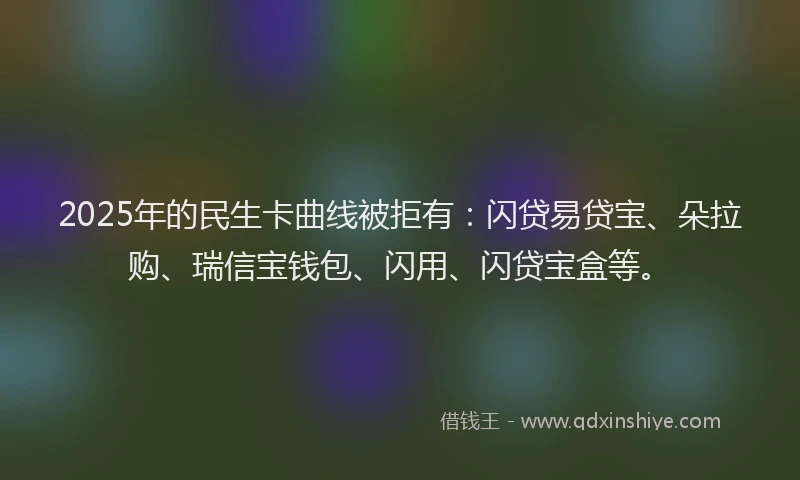 2025年的民生卡曲线被拒有：闪贷易贷宝、朵拉购、瑞信宝钱包、闪用、闪贷宝盒等。